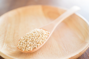 Raw organic white quinoa seeds