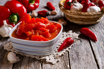 Red peppers marinated