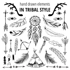 Vector set with tribal, indian elements