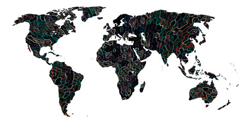 World map with abstract texture