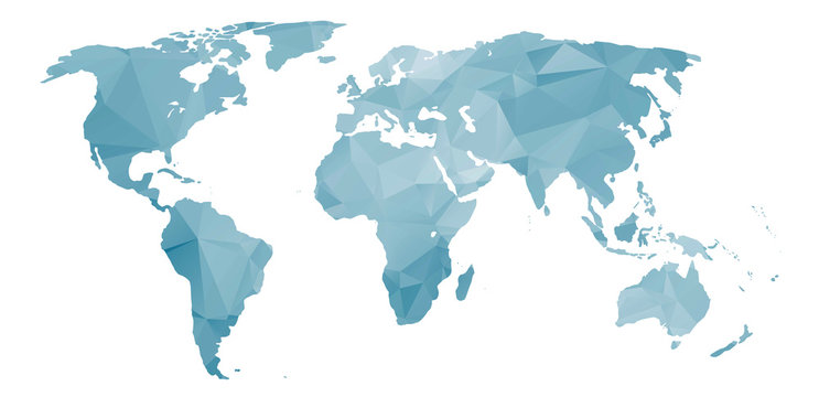 Fototapeta World map with Abstract Colorful Triangular texture
