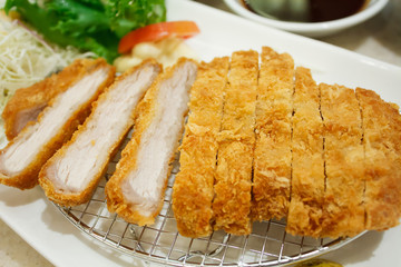 breaded pork cutlet, japanese food style tonkatsu