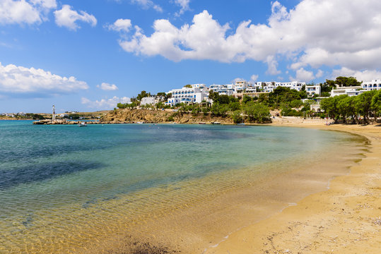 Scenic beach at Pisso Livadi village, Paros island, Cyclades, Greece.