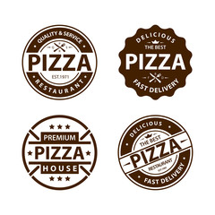 Vintage vector pizza logo, label, badge set