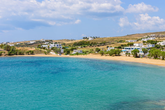 Scenic Logaras beach at Pisso Livadi village, Paros island, Cyclades, Greece.