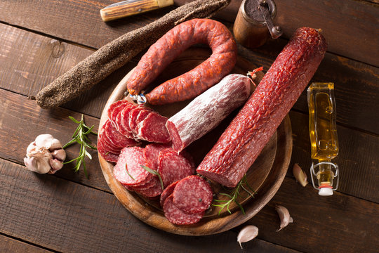 assortment of sausages