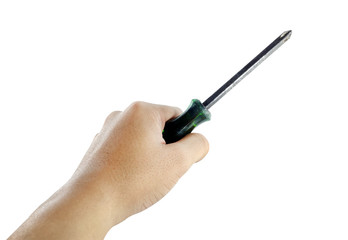 used screwdriver in a hand