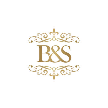 B&S Initial logo. Ornament ampersand monogram golden logo