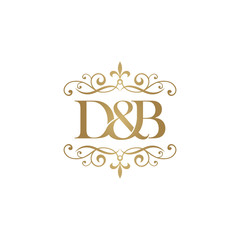 D&B Initial logo. Ornament ampersand monogram golden logo - obrazy, fototapety, plakaty