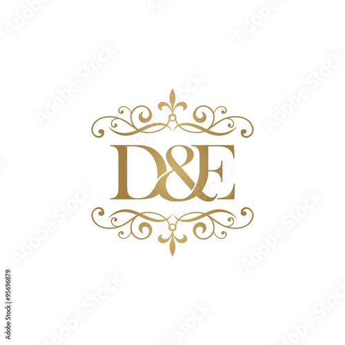 "D&E Initial logo. Ornament ampersand monogram golden logo" Stock image