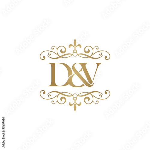 "D&V Initial logo. Ornament ampersand monogram golden logo" Stock image