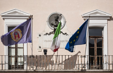 the facade of the Mayor's office of the Municipality of Morra, a small town in Irpinia in Campania