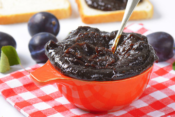Bowl of plum jam