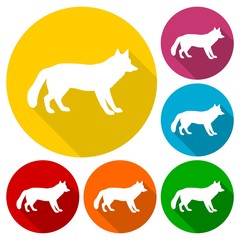 Fox icons set with long shadow