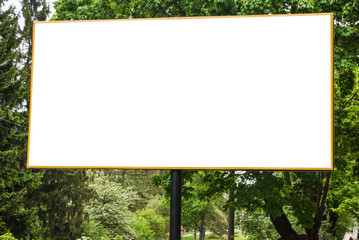 blank advertising billboard in park