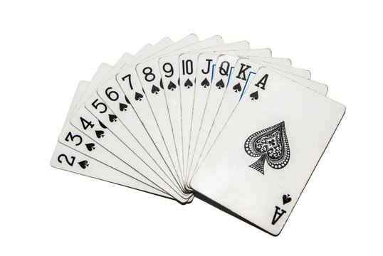 set of  playing cards spades isolated on white background. cards for poker