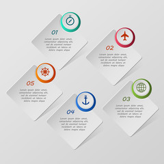 Colorful infographics template with steps, options. For infographic, banner, poster, web design, brochure, presentation. Vector illustration