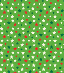 Seamless Bright Abstract Pattern with Stars in Christmas Colors