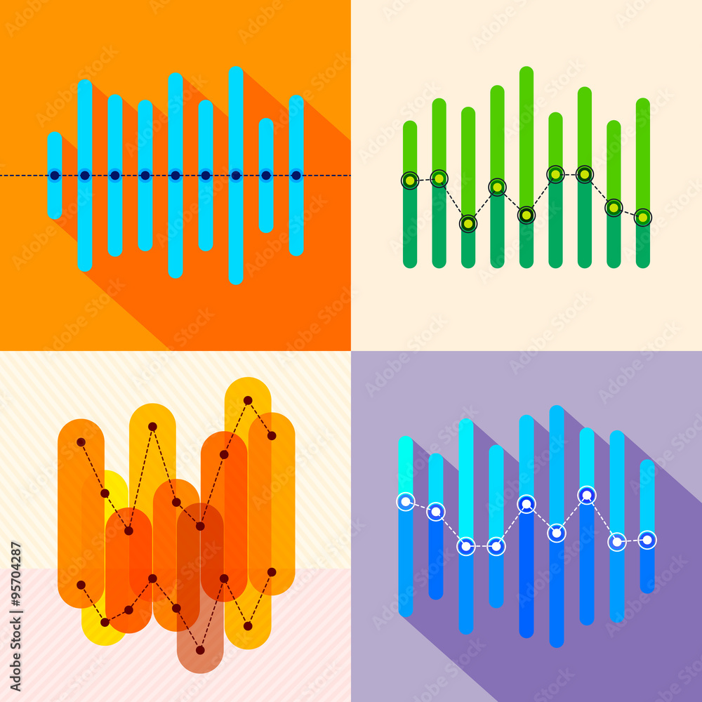 Poster infographics set with overlapping bars