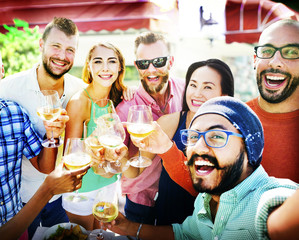 Diverse People Luncheon Outdoors Food Concept