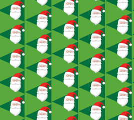 Seamless Christmas Pattern with Santa on Green
