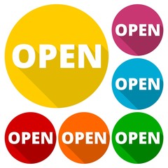 Open icons set with long shadow