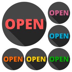 Open icons set with long shadow