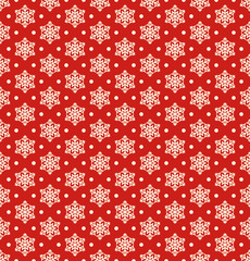 Seamless Christmas Winter Pattern with Snowflakes Isolated on Re