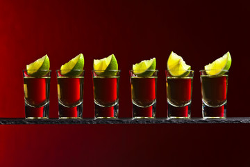 Gold tequila with lime