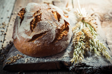 Homemade loaf of bread for breakfast