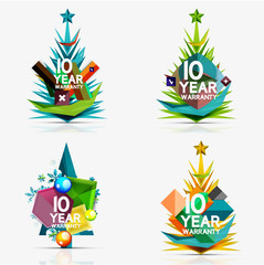 Set of Christmas sale or promotion price tags, New Year tree with labels and your message