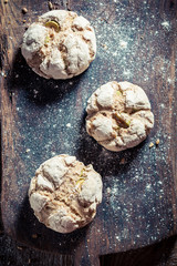 Homemade rolls with several grains