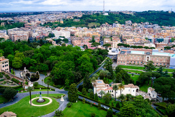 A view of Vatican gardens from the top of St. Peter's Basilica