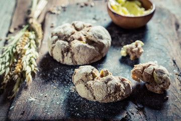 Healthy buns with whole grains for breakfast