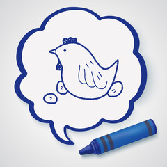 Easter egg and chicken doodle