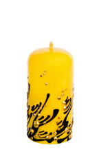 Yellow candle isolated on white