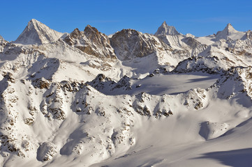 Swiss Alps: Dent Blanche, Matterhorn and Dent d'Herens panorama