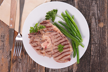 lamb meat grilled and green bean