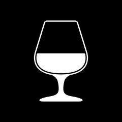 The glass with brandy icon. Brandy symbol. Flat