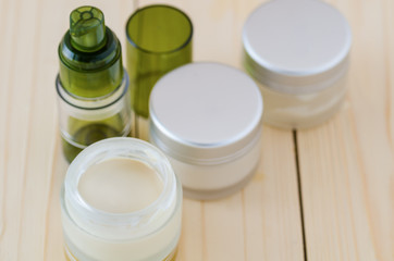 face cream box and cosmetics bottle