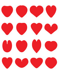Red  hearts on the white background, vector