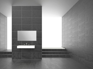 bathroom with shale tiles