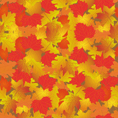 Naklejka na ściany i meble Seamless pattern with bright autumn leaves.