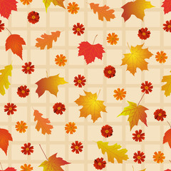 Seamless pattern with bright autumn leaves.