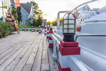 lamp posts on a pier