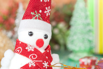 Cheerful Christmas snowman on Black background.