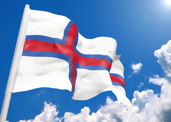 3D realistic waving flag of Faroe Islands