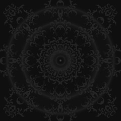 Black circular floral ornament. Vintage, retro silk fabric pattern. Vector illustration EPS 10