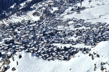 The skiing village of verbier, Switzerland  in the snow