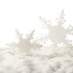 Obraz premium christmas ornaments snowflakes and snow